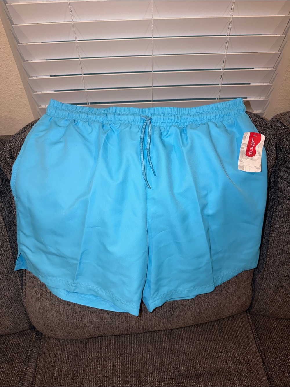 Men's Athletic Shorts — Sky Blue Elastic Waist